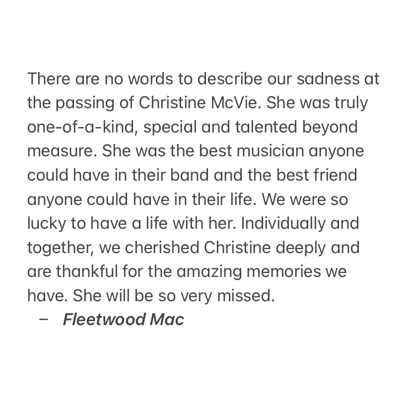fleetwood mac statement