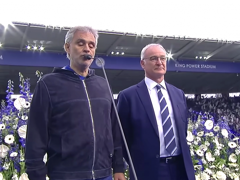Andrea Bocelli Honors Leicester City’s Historic Title Win With amazing rendition of “Nessun Dorma” and “Time To Say Goodbye”