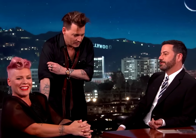 Watch Pink Admits Her Crush on Johnny Depp —Then Depp Walks In Mid-Interview and Stuns Her